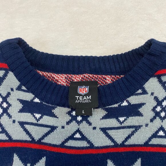 New England Patriots Acrylic Knit Long Sleeve Christmas Holiday Sweater Size L - Picture 3 of 8